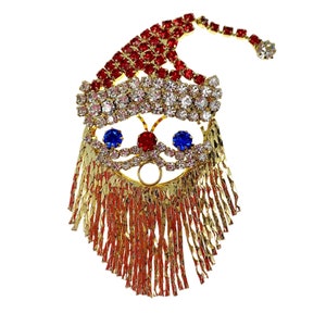 Santa Clause  Brooch / Moveable Beard / Christmas Jewelry