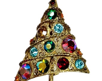 Weiss Christmas Brooch / Vintage Decorated Tree - Etsy