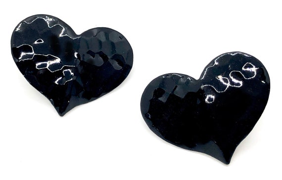 Black Heart Earrings - Vintage 90s Super Cute - image 5