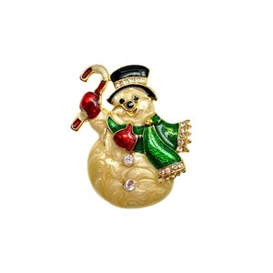 Vintage Snowman Brooch / Christmas Jewelry /Holiday Pin