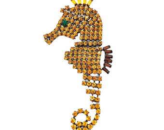 Snazzy Seahorse Brooch - Big & Glitzy Statement Pin