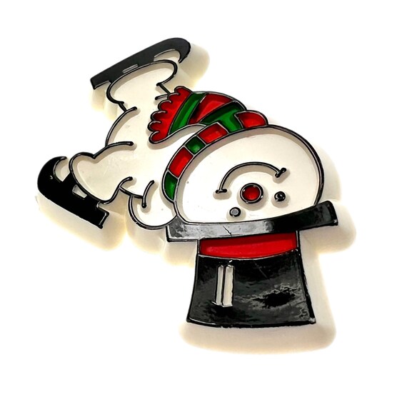 Hallmark Snowman Pin / Vintage Christmas Jewelry - image 4
