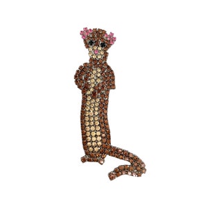 Rhinestone Ferret Pin - Cute Little Dooker Brooch - Mustelid Swag