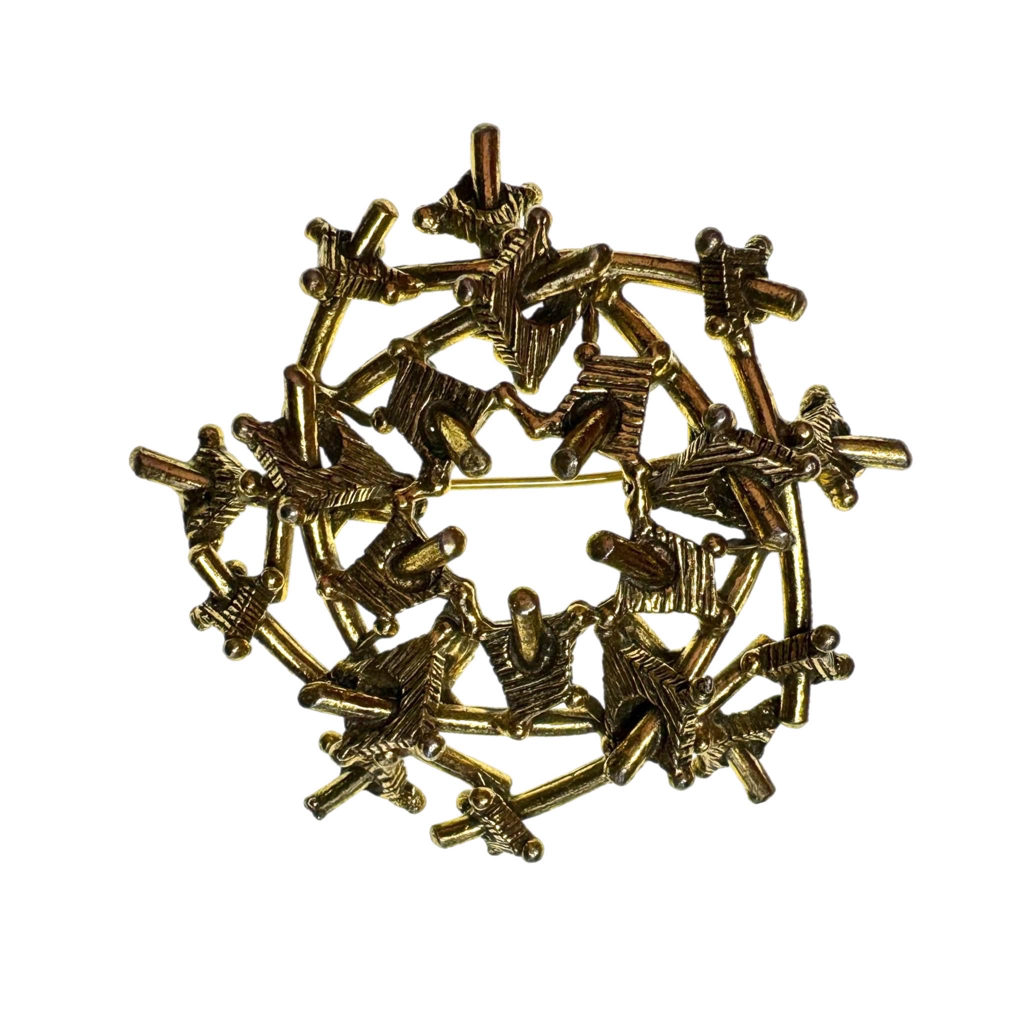 Vintage Zentall Brooch / 1960s Fashion Jewrlry / Abstract