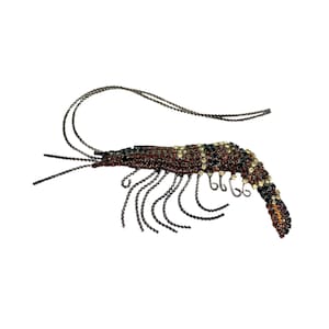 Rhinestone Prawn Brooch - Shrimp Pin - Bettina von Walhof Collectible / Topaz Rhinestones