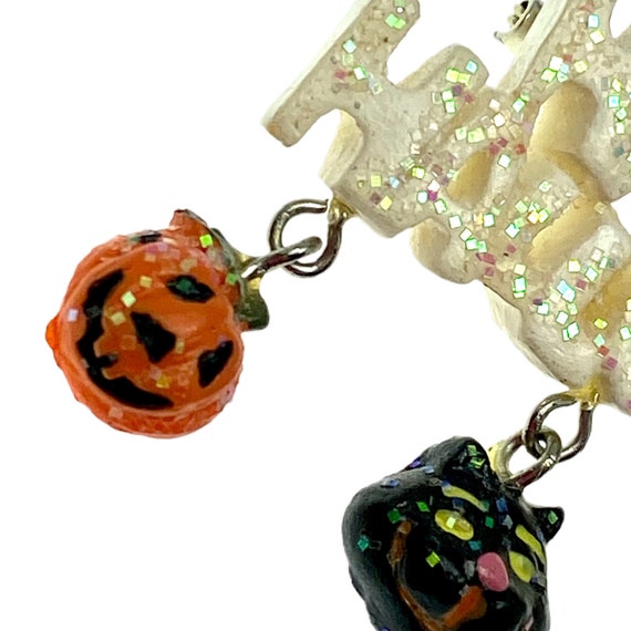 Vintage Happy Halloween Pin / Black Cat, Pumpkin,… - image 6