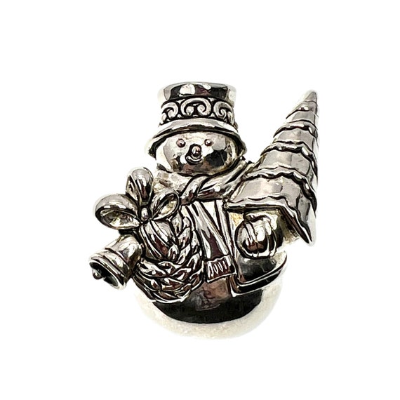 Silver Snowman Brooch / Pendant / Holiday Jewelry - image 9