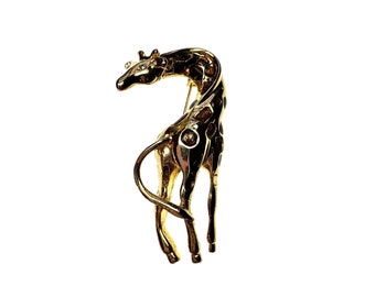 Vintage Giraffe Brooch / 80s Fashion Jewelry