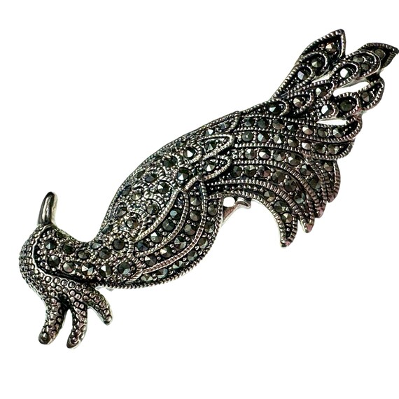 Marcasite Peacock Brooch / Vintage Jewelry - image 6