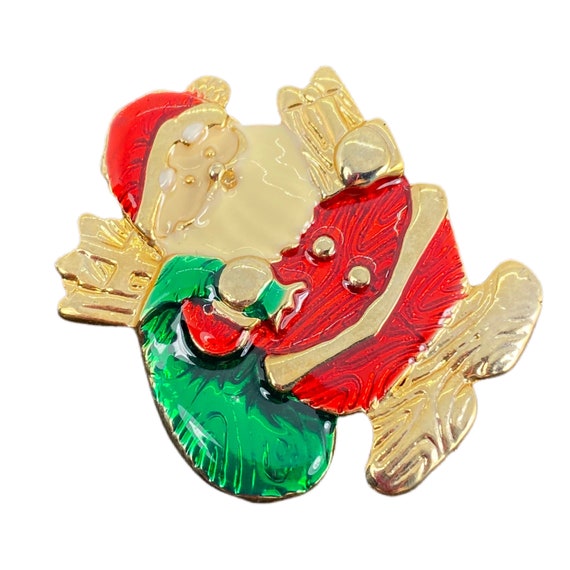 Santa Claus Brooch / Holiday Pin / Vintage Jewelry - image 7