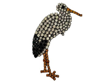 Rhinestone Stork Pin ~ Von Walhof  Bird Pin
