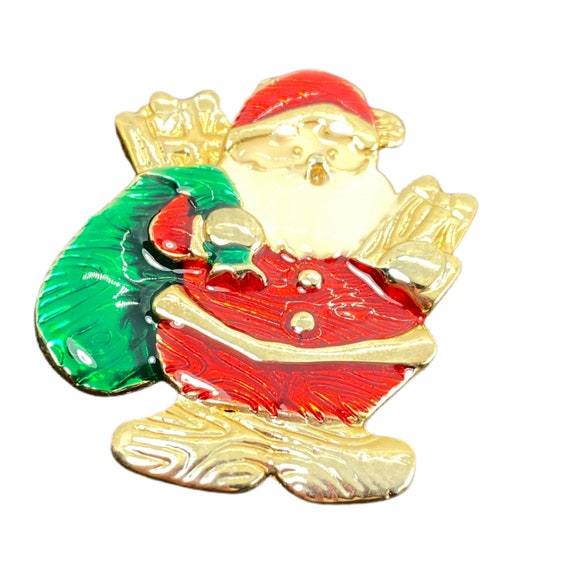 Santa Claus Brooch / Holiday Pin / Vintage Jewelry - image 3