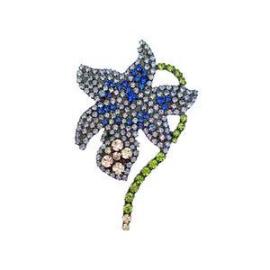 Strass Orchidee Brosche Blaue Blume Anstecknadel - von Walhof