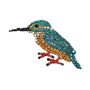 Eurasian Kingfisher Brooch - Swarovski Crystals