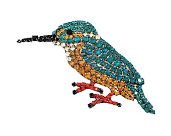 Eurasian Kingfisher Brooch - Swarovski Crystals