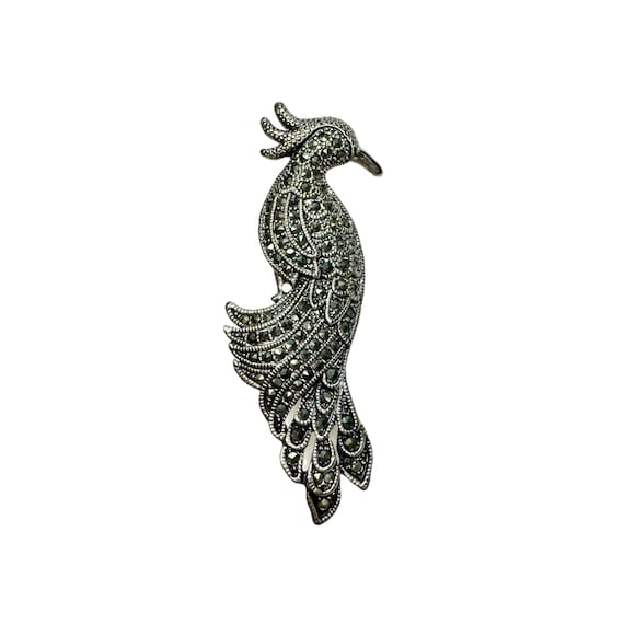 Marcasite Peacock Brooch / Vintage Jewelry - image 1