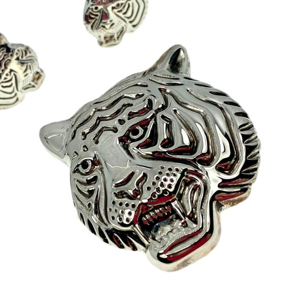 Vintage Tiger Brooch / Pendant and Earrings - Sig… - image 3