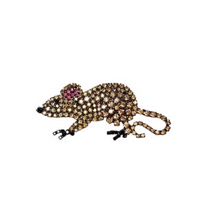 Rhinestone Rat Pin / Rodent Jewelry