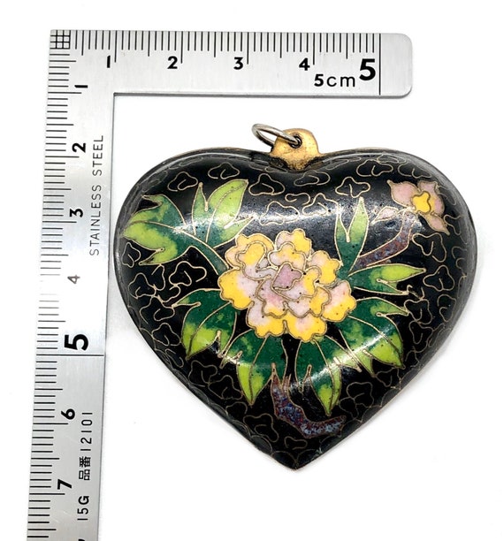 Cloisonné Heart Pendant - Gorgeous Boho Vibrant O… - image 7
