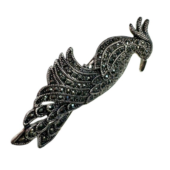 Marcasite Peacock Brooch / Vintage Jewelry - image 5