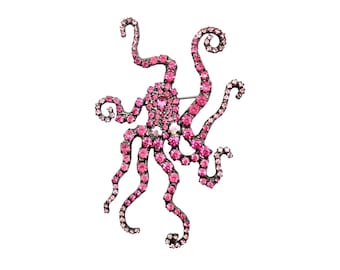 Rosa Kraken Brosche - Kopffüßer Swag / Von Walhof Schmuck