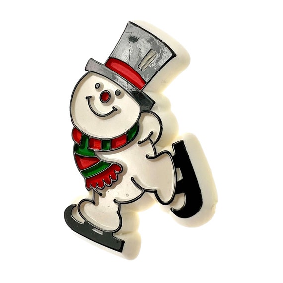 Hallmark Snowman Pin / Vintage Christmas Jewelry - image 6