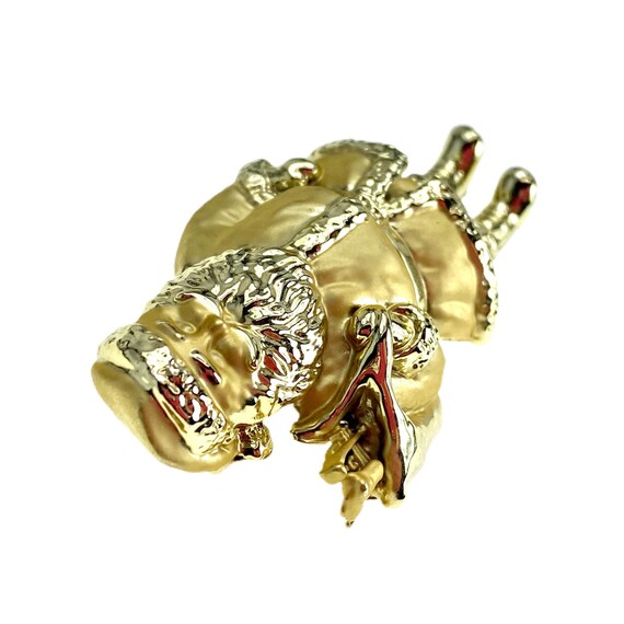 Big Gold Santa Claus Brooch / Christmas Jewelry - image 5