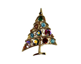 Vintage Weiss Christmas Tree Brooch: Multi-color Margarita
