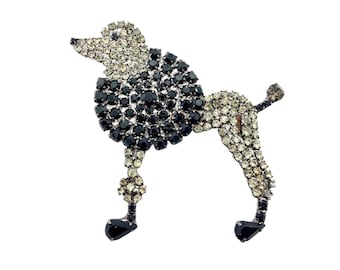 Broche de caniche retro negro y gris - Pin de perro