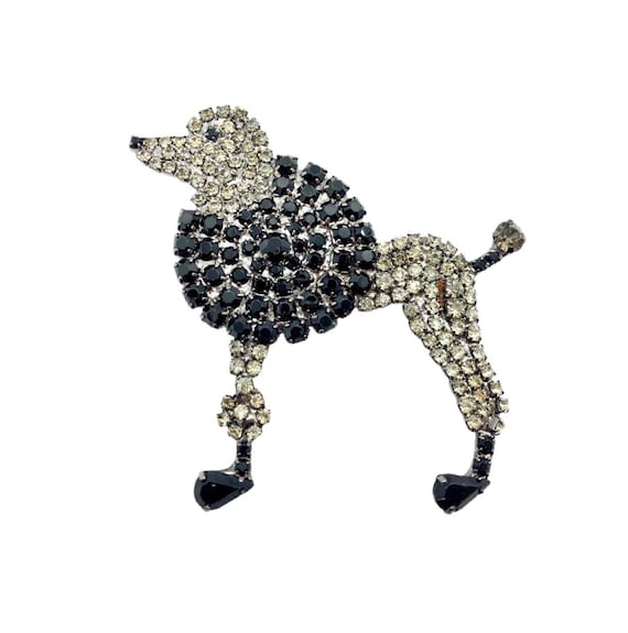 Retro Black & Grey Poodle Brooch - Dog Pin