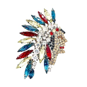 Strass Häuptling Brosche - Signiert - von Walhof