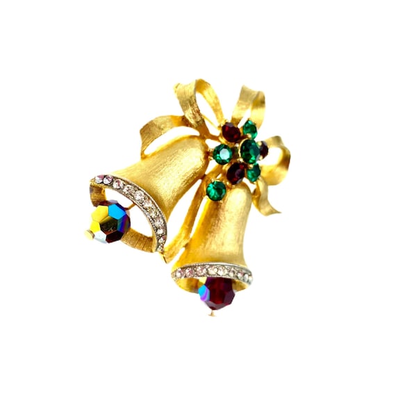 Weiss Christmas Bells Brooch / Vintage Holiday Je… - image 2