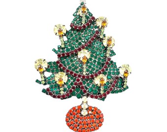 Christmas Tree Brooch - Von Walhof - Book Piece - Holiday Bling - Xmas Pin