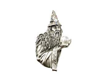 Wizard Brooch - Pewter - Vintage JJ 1980s