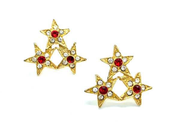 Swarovski Crystal Earrings - Vintage Ruby Red Cel… - image 3