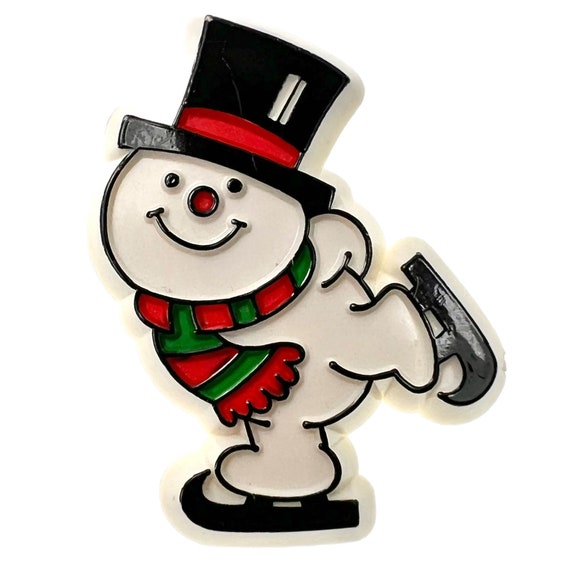 Hallmark Snowman Pin / Vintage Christmas Jewelry - image 2