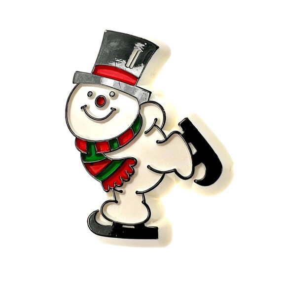 Hallmark Snowman Pin / Vintage Christmas Jewelry - image 3