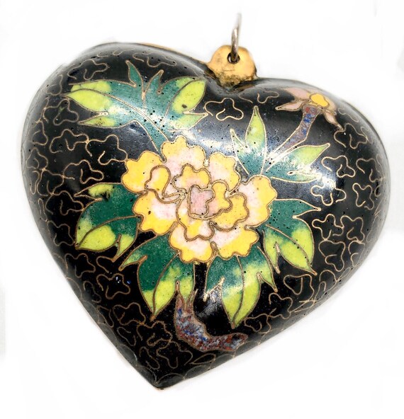 Cloisonné Heart Pendant - Gorgeous Boho Vibrant O… - image 2