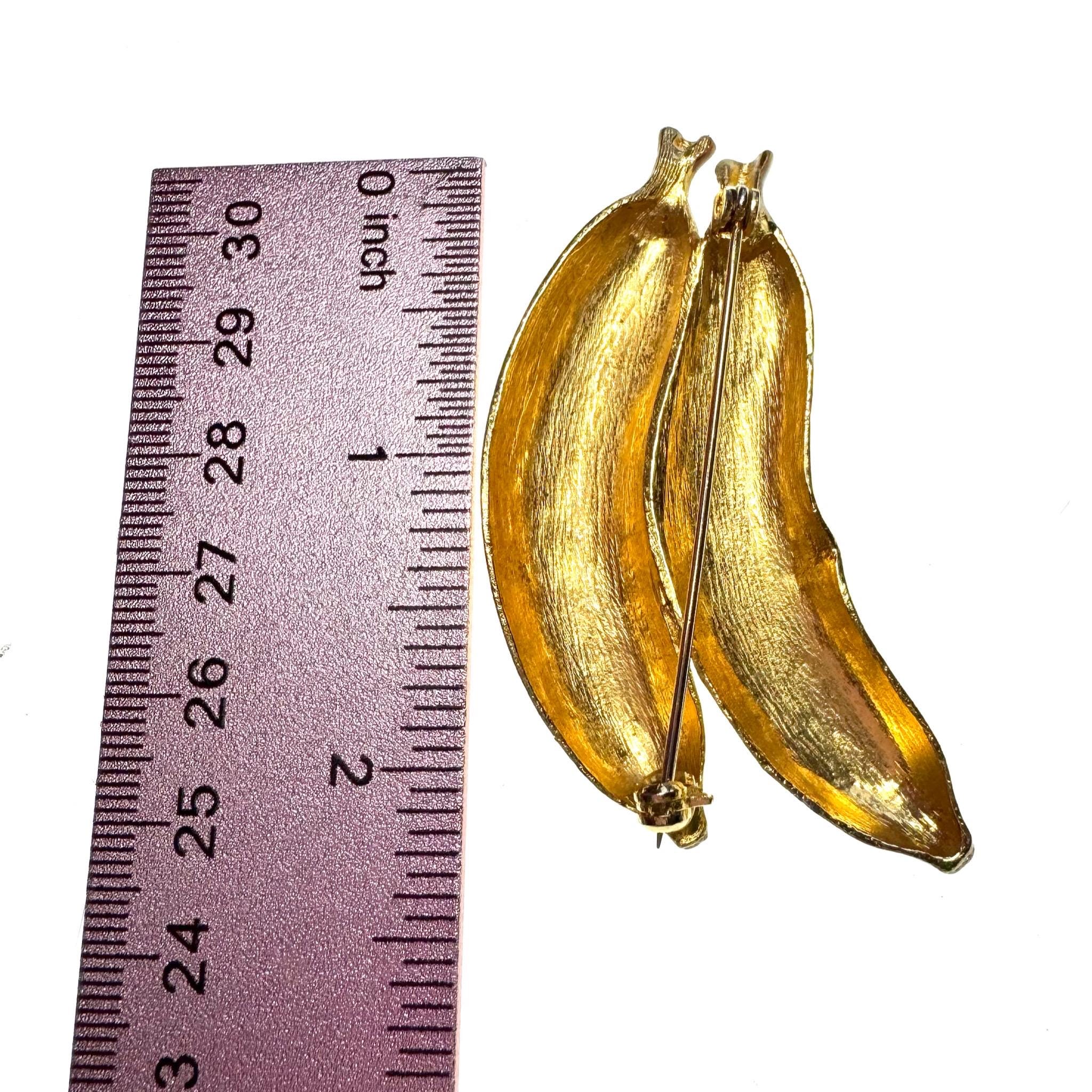 Vintage Banana Brooch - 1960s Enamel Fruit Jewelry/ Josephine