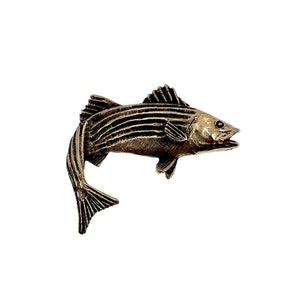 Bass Fish Brooch / Jolle Striped Bass 80s Jewelry