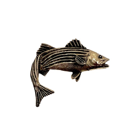 Bass Fish Brooch / Jolle Striped Bass 80s Jewelry