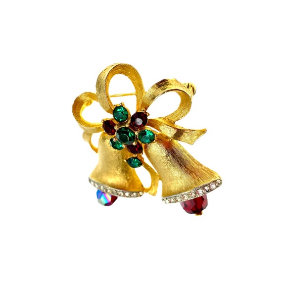 Weiss Christmas Bells Brooch / Vintage Holiday Je… - image 4