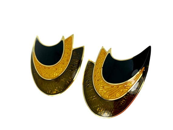 80s Berebi Enamel Earrings / Big Vintage Jewelry - image 4