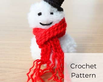EASY Crochet Pattern • Faux-Fur Snowman • Christmas Ornament • Crochet Snowman Christmas Ornament PATTERN