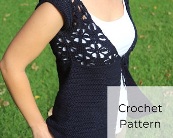 INTERMEDIATE Crochet Pattern • Cardigan Pattern • Spring/Summer Pattern • Crochet Floral Summer Cardi PATTERN