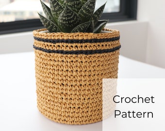 EASY Crochet Pattern • Raffia Yarn • Plant Pot Cozy • Housewarming Gift • Crochet Raffia Flower Pot Sleeve PATTERN