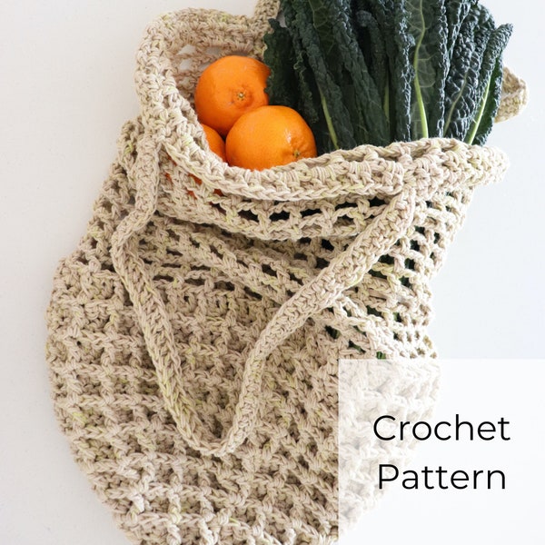 EASY Crochet Pattern • Eco-Friendly Bag • Market Bag • Waffle Stitch Bag  • Crochet Waffle Market Bag PATTERN