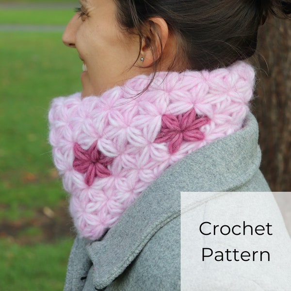 INTERMEDIATE Crochet Pattern • Cowl Pattern • Jasmine Stitch • Crochet Lovely Jasmine Cowl PATTERN