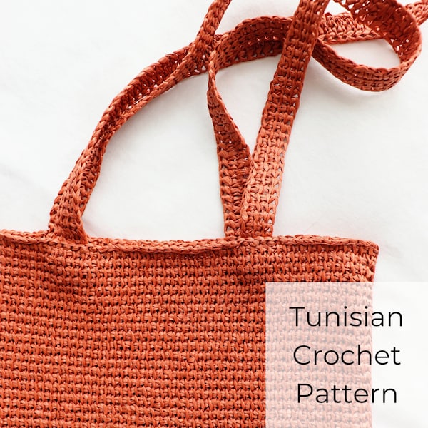 BASIC Tunisian Crochet Pattern • Raffia Bag • Tunisian Crochet Pattern  • Summer Bag • Tunisian Raffia Tote PATTERN