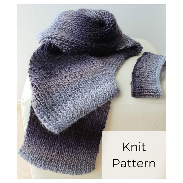 BASIC Knit Pattern • Easy Knit Scarf • Easy Knit Headband • Modern Winter Wearable • Knit Winter Nights Set PATTERN